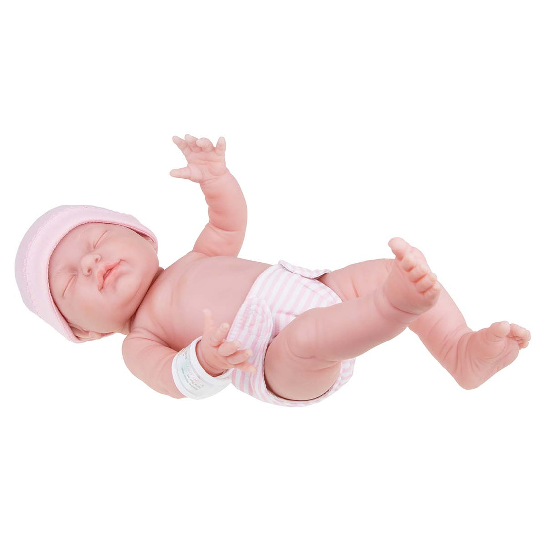 La Newborn All-Vinyl Baby Doll in Pink Set with closed eyes and accessories