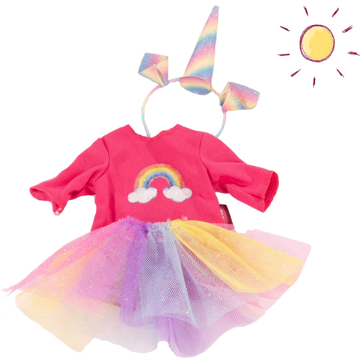 Götz Doll Clothes - Combo Rainbow Unicorn Size M